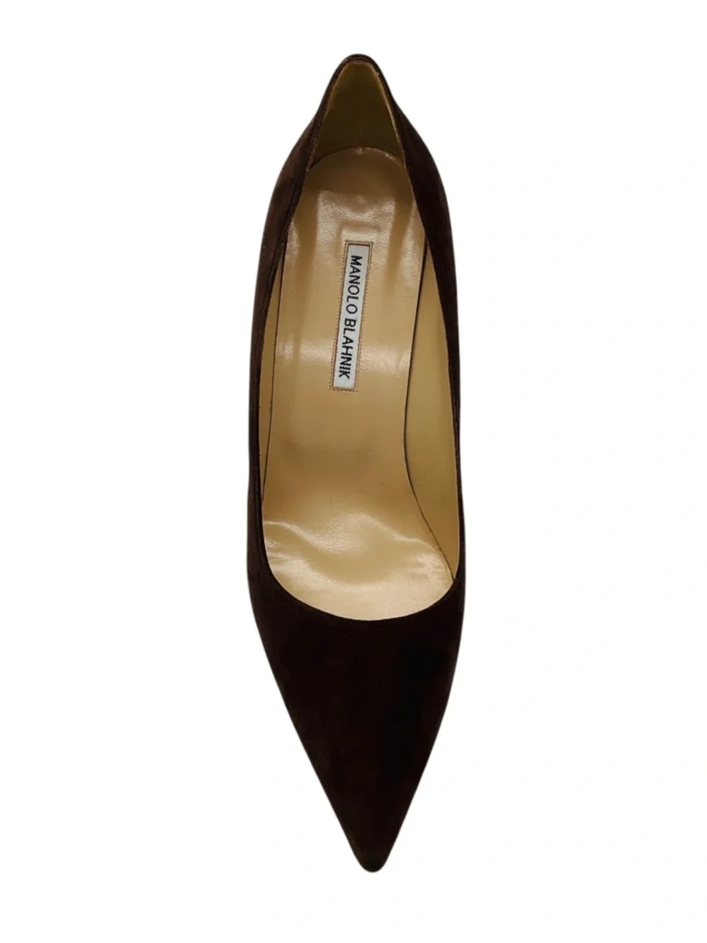 MANOLO BLAHNIK BROWN POINTED TOE SUEDE LEATHER PUMPS